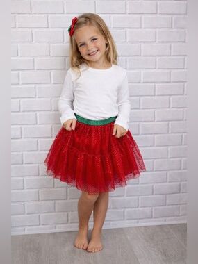 HOLIDAY TIME little girls red tutu skirt /size 6-6X